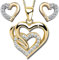 Herzkette aus 925 echt Sterling Silber Damen-Kette mit Herz-Anhänger Ohrringe für Frauen Liebe Geschenk Idee Schmuck-Set (Gold K614+K601+V11, 50)