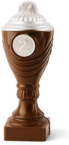 Pokal aus Schokolade ''Platz 2'' - 22cm Schokoladenpokal aus Vollmilchschokolade - Deutsche Handarbeit ideal als Geschenk - 200g