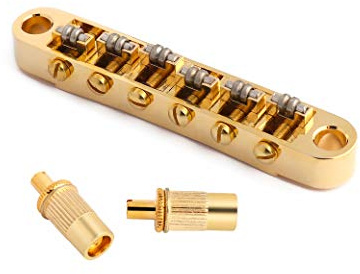 Holmer Tune-O-Matic Style Gitarrensteg-Rollsättel, 6 Saiten, vergoldet, kompatibel mit LP Les Paul SG Style E-Gitarrenteile Ersatz