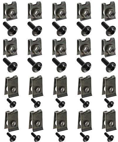 Create idea, Kit di 40 dadi a clip per carenatura per moto M5 M6 e bulloni a molla, adatti per la maggior parte delle moto, colore nero