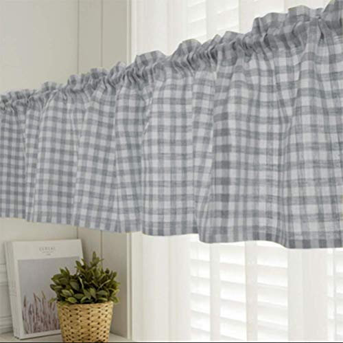 WFENG Erker Kurzstores Gardinen, Baumwollstoff Kurzer halber Fenstervorhang, Wärmedämmung Schattierung Kurzgardine/B / W150×H40cm(59.1×15.7in)