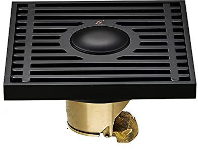 Quadratischer Duschbodenablauf Verhindern Sie Gerüche mit einem Haarsieb und einem abnehmbaren Gitterrost, 3,9-Zoll-Duschablauf aus massivem Messing