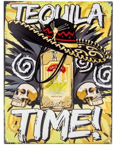 Tequila Time Mexiko - Retro Blechschild - Bar Deko 33 x 25 cm, bunt