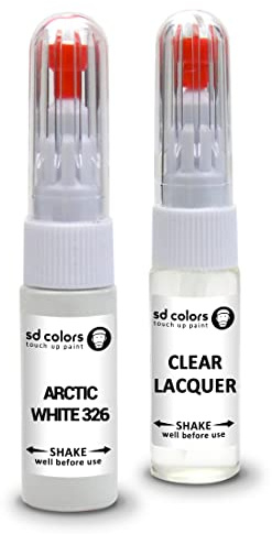 SD COLORS Arctic White 326 Kit de réparation de stylo de retouche de peinture pour Nissan 20 ML