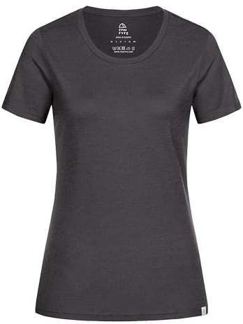 TOM FYFE Premium Merino T-Shirt Slim Fit Damen Anthrazit/XL aus 100% Merinowolle – geruchshemmend, atmungsaktiv – Made in Europe