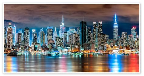 New-York-Skyline bei Nacht Poster von Sascha Kilmer 40 x 20 cm Wandbilder Wanddeko