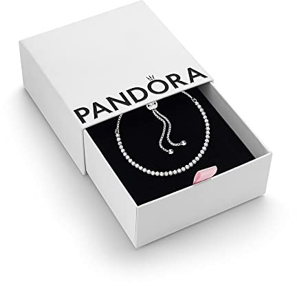 PANDORA Timeless Women's Sterling Silver Sparkling Slider Tennis Bracelet, Size 25, With Gift Box