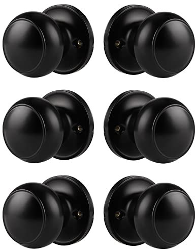 Probrico 6 Pack Black Internal Door Knobs, One Side Dummy Door Handles, No Latch, Only for Single Side Doors