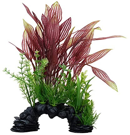 Fluval Aqualife Red Lace Plant Mix, Plastic Aquarium Plant Decoration