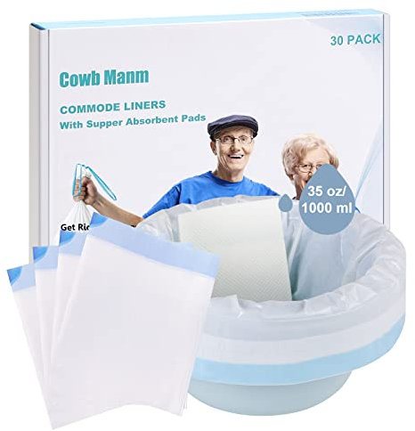 Toiletteneinlagen mit saugfähigen Pads, 30 Stück, tragbare Toilettenbeutel mit Gel für Nachttisch, Toilettenstuhl, Eimer, Camping-WC, auslaufsicher, universelle Passform