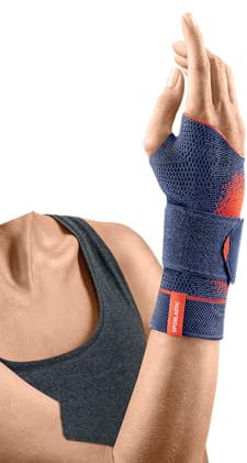 SPORLASTIC – MANUDYN SUPREME Handgelenkbandage links 3D-Gestrick– Orthopädische Handgelenkstütze mit anatomischer AIR-MATRIX Silikonpelotte zur Unterstützung des Ulnarköpfchens – Orange Größe XL