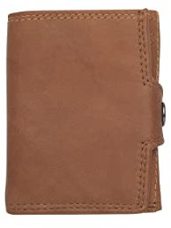 Josephine Osthoff Mini Geldbörse mit Münzfach, RFID Credit Card Holder Damen und Herren Slim Wallet 100% Echtleder, Farbe:Safari