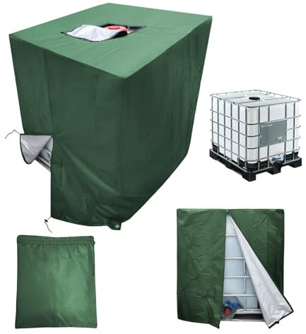 Timisea IBC Tank Abdeckung, Schutzhülle IBC Schutzhülle Frostschutz, Abdeckplane für Wassertank 1000L, IBC Container Cover Abdeckplane Schutzhülle mit Griff und Reißverschluss, 120*100*116cm