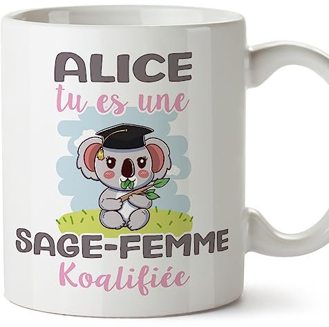 Mugffins Tasses Personnalisables pour SAGE-FEMME femme - En Français - Cadeau Personalisé- Koalifies Personalisés - 11 oz / 330 ml