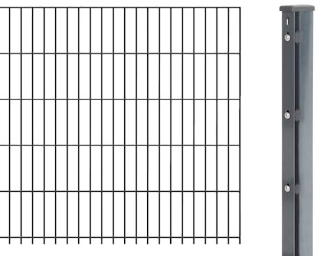 Alberts 645632 Doppelstabmattenzaun als Zaun-Komplettset | verschiedene Längen und Höhen | anthrazit | Höhe 83 cm | Länge 2,5 m