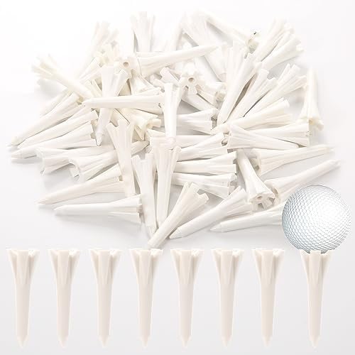 LUTER 50pcs Golf Tees, Short Golf Tees Golf Simulator Tees Plastic Golf Tees Practice for Irons Par Threes Hybrids Golf Training Clubs Outside Lawn (White)