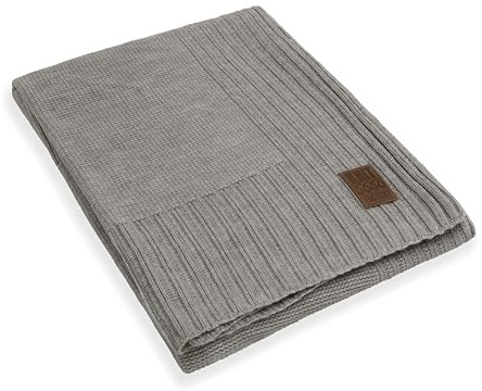 KNIT FACTORY - Uni Plaid - Iced Clay - 160x130 cm | Sofadecke - Kuscheldecke - Wohndecke - Strickdecke - Plaid aus Wolle - Wolldecke - Gestrickte Decke