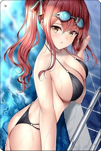 Zara Poolside Coincidence Azur Lane-Poster, 20,3 x 30,5 cm, lustiges Metall-Blechschild, Spielzimmer, Männerhöhle, Wanddekoration