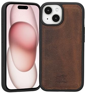 Solo Pelle Lederhülle für das iPhone 15 in 6.1 Zoll Stanford Case Leder Hülle Ledertasche Backcover aus echtem Leder (Vintage Braun)