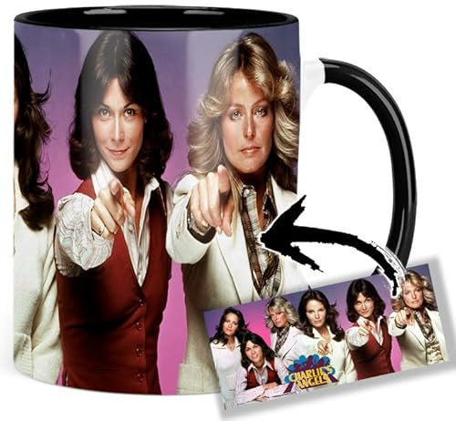 Charlie's Angels Jaclyn Smith Farrah Fawcett Kate Jackson Tasse Innen & Henkel Schwarz Keramikbecher Mug