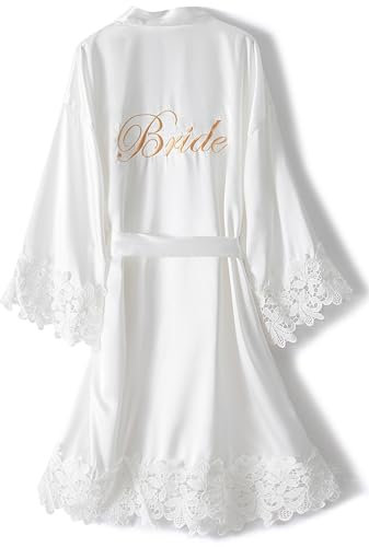 goodmansam Accappatoio da Donna per Sposa Corto Raso Vestaglia da Nozze per Festa Della Sposa Camicie da Notte Sexy Elegante