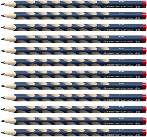 STABILO - Ergonomischer Buntstift für Rechtshänder - EASYcolors | 12er Pack, dunkelblau