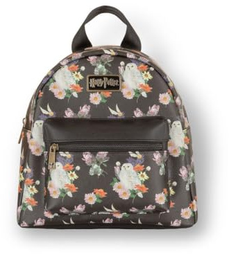 Hedwig Mini-Rucksack mit Blumendruck von Babylonia, Harry Potter inspiriertes Design, Schwarz , One size