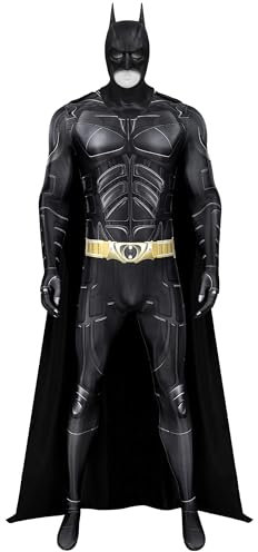 Applysu Bat Costume for Man Dark Knight Costume Adult Cosplay Fancy Dress Jumpsuit with Cloak Mask for Carnival Halloween Party
