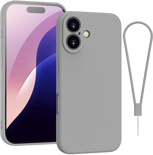 Andwing For iPhone 16 Case,Silicone Case Soft Ultra For iPhone 16 Phone Case Slim Protective Shockproof Cover Scratch-Resistant Microfiber Lining, 6.3 Titanium Gray