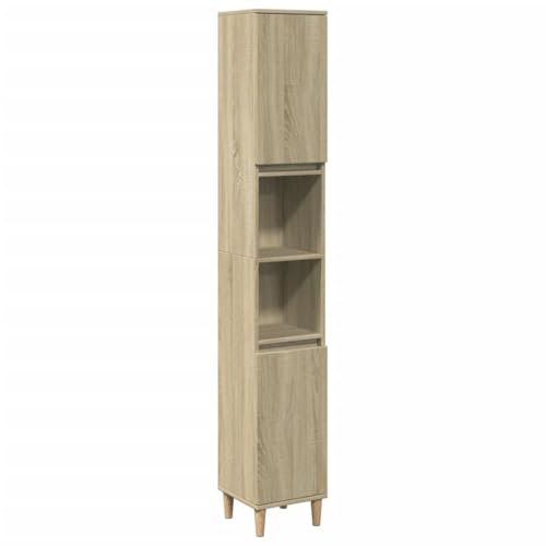 vidaXL Badschrank, Badezimmerschrank mit Stauraum, Hochschrank für Badezimmer, Beistellschrank Badmöbel, Sonoma-Eiche Holzwerkstoff