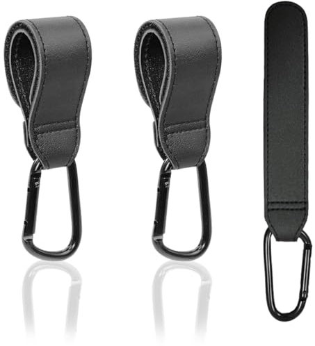 NJCXOLA 2 Piezas Carro Bebe Enganche Carro Silla Bebe Mosqueton Colgador Universales Accesorio Bebe Colgadores Adecuado Para Viajes Salidas Cochecitos (Negro)