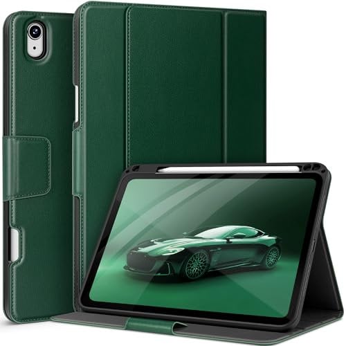 AUAUA Hülle für iPad Air 11 Zoll M3/M2 (2025/2024), iPad Air 5./4. Generation 2022/2020 10,9 Zoll, mit Stifthalter und Tasche, Multi-Winkel Ständer, Magnetverschluss, Auto Wachen/Schlafen (Grün)