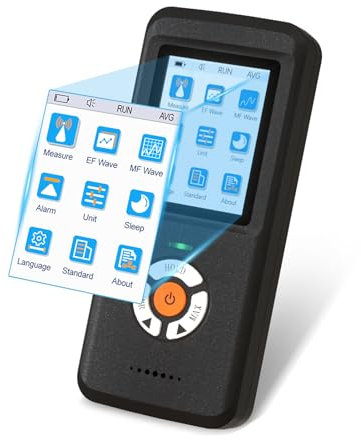 CHNADKS EM-102 Elektrosmog Messgerät – Tragbares EMF-Detektor mit TFT-Farbdisplay, Echtzeitüberwachung von Magnetfeld, E-Feld & Leistung, Wellenformanzeige, Alarm, für Haushalt, Büro, Baustelle