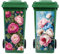 Peacoblue Wheelie Bin Stickers 2 Sheets Peonies and Leaves Sticky Dustbin Stickers, 38x82cm Waterproof Self Adhesive Large Decal for Bins, Driveway, Garden, Outdoor, Indoor Decoration