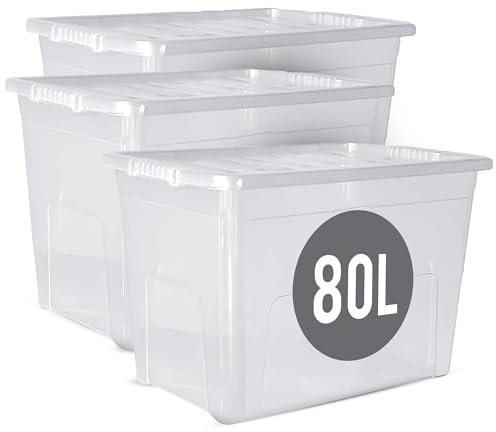 PDS 80 Litre Storage Box with Clear Plastic Lid - Large Container for Home, Kitchen, Multipurpose Organization (1)