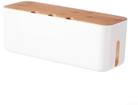 Jotekonoby Kabel-Organizer-Box, große Kabelmanagementbox, Kabel-Organizer, Aufbewahrungsbox mit Deckel zum Verstecken von unordentlichen Kabeln, Drahtmanagement, Weiß (weiß)