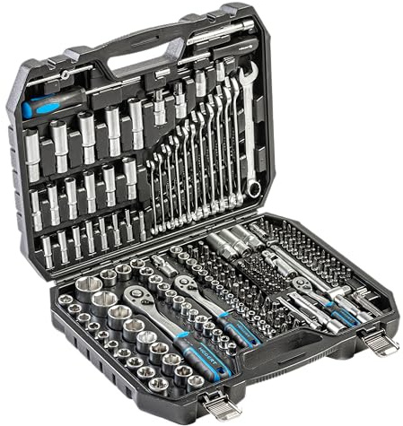 Högert Technik - Tool Set 222 Pieces, 3/4 Inch | Tool Set | Ratchet, Socket Spanner and Other 3/4 Inch Accessories | Alloy Chrome Vanadium Steel (222 Pieces)