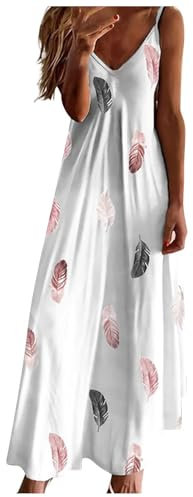 Generisch 2025 Vestidos Mujer Vestido Casual Verano Cuello V Maxi Vestido Bohemio Floral Vestido Largo Vestido Playa Vestido de Verano Flores, Color lila claro., S