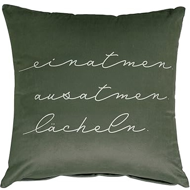 Lustige Dekokissen mit Sprüchen, Dekoratives Samtkissen mit Druck, verschiedene Größen, Sofakissen mit Füllung, Geschenk für Männer und Frauen (Einatmen & Ausatmen, 45x45 cm)