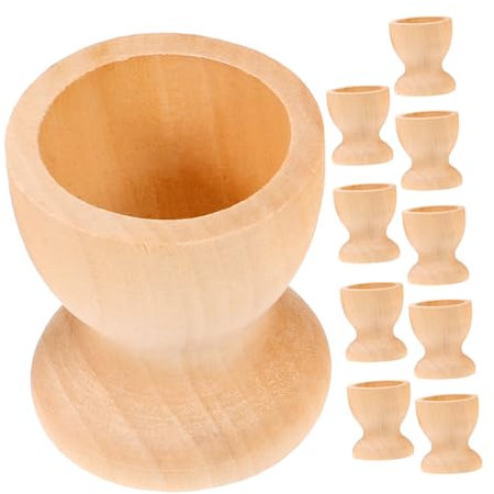 MAGICLULU 10pcs Wooden Egg Holder Unfinished Egg Cups for Breakfast Easter for Kitchen and Refrigerator DIY Decorate Your Own