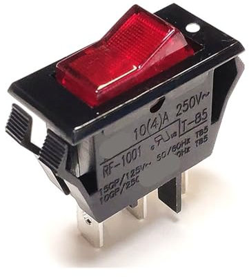 Interruptor basculante 10A/250V -1001 tres pines rojo(1pcs)