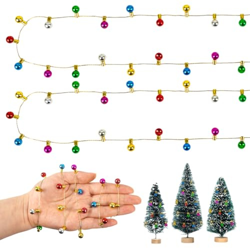 2pc Wichtel Lichterkette Miniatur, Wichtel Zubehör Weihnachten, puppenhaus zubehör Möbel, Wichtelhaus mini Lichterkette, Wichtelzubehör Weihnachtsdeko für Kinder Geschenk