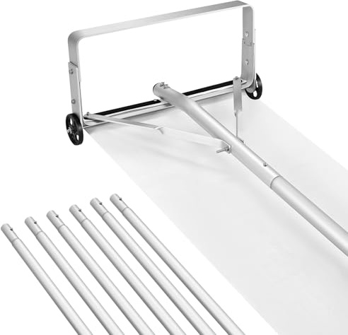 VEVOR Rastrillo de Nieve para Techo 158-913 cm con Raspador de 470 mm, Herramienta de Eliminación de Nieve, Mango Antideslizante, Protectoras de Techo con Ruedas para Hojas Caídas, Escombros