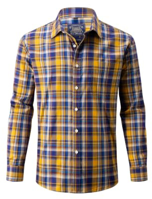 Lonvera1840 Men’s 100% Cotton Plaid Shirt, Long Sleeve Regular Fit with Pocket, Classic Tartan Check, Smart Casual Shirt for Work & Weekend, S–4XL