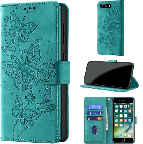 for iPhone 7 Plus / 8 Plus Wallet Case Flip, Turquoise