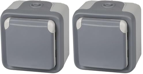 legrand 191504 Base De Enchufe Estanca Con Tapa Para Superficie, Gris (Paquete de 2)