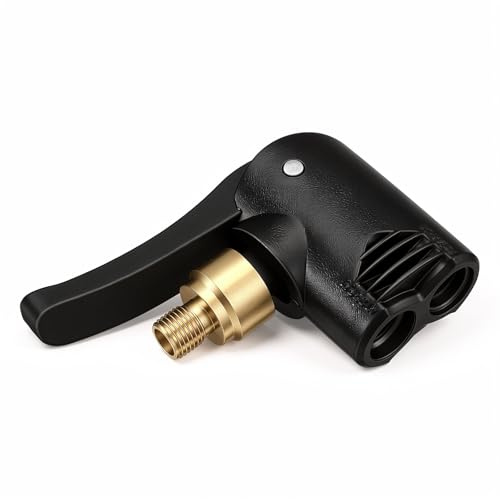 Trinkrittey Dual-Use Bike Valve Adapter, Presta Valve Pump Connector Head Black Aluminum Alloy Quick Pump Fitting Replacement Nozzle for Road/Mountain Bikes