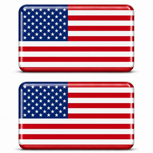 3D Länderflaggen Aufkleber Sticker Emblem Flagge Fahne Set 2 Stück – Mini Gel Auto Motorrad Helm Laptop Handy Koffer – Wasserdicht Selbstklebend 18x11mm (USA US)