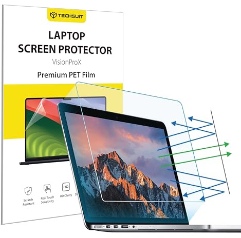 Techsuit VisionProX Anti Blaulicht Displayschutz für Laptop 15.6 Zoll 16 zu 9, Augenbelastungsschutz, Kratzfest, HD Klarheit, Blasenfreie Installation, PET Folie, Transparent