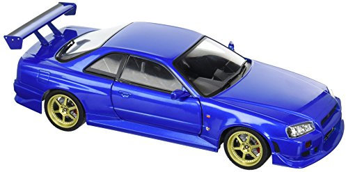 Greenlight Collectibles – 19032 – Fahrzeug Miniatur – Nissan Skyline GT-R R34 – 1999, blau, Maßstab 1/18